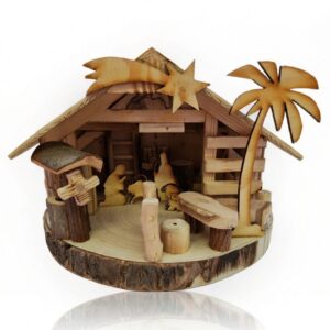 Handmade Wooden Decoration with 3D Motif in a Natural Trunk