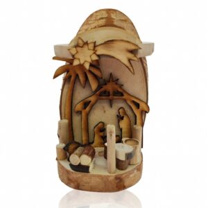 Handmade Wooden Decoration with Festive Motifs