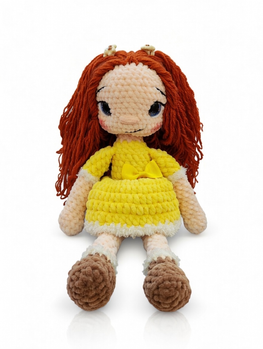 Hand-Crocheted Redhead Doll