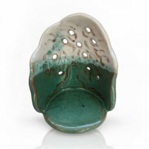 Handmade White And Green Ceramic Candle Holder