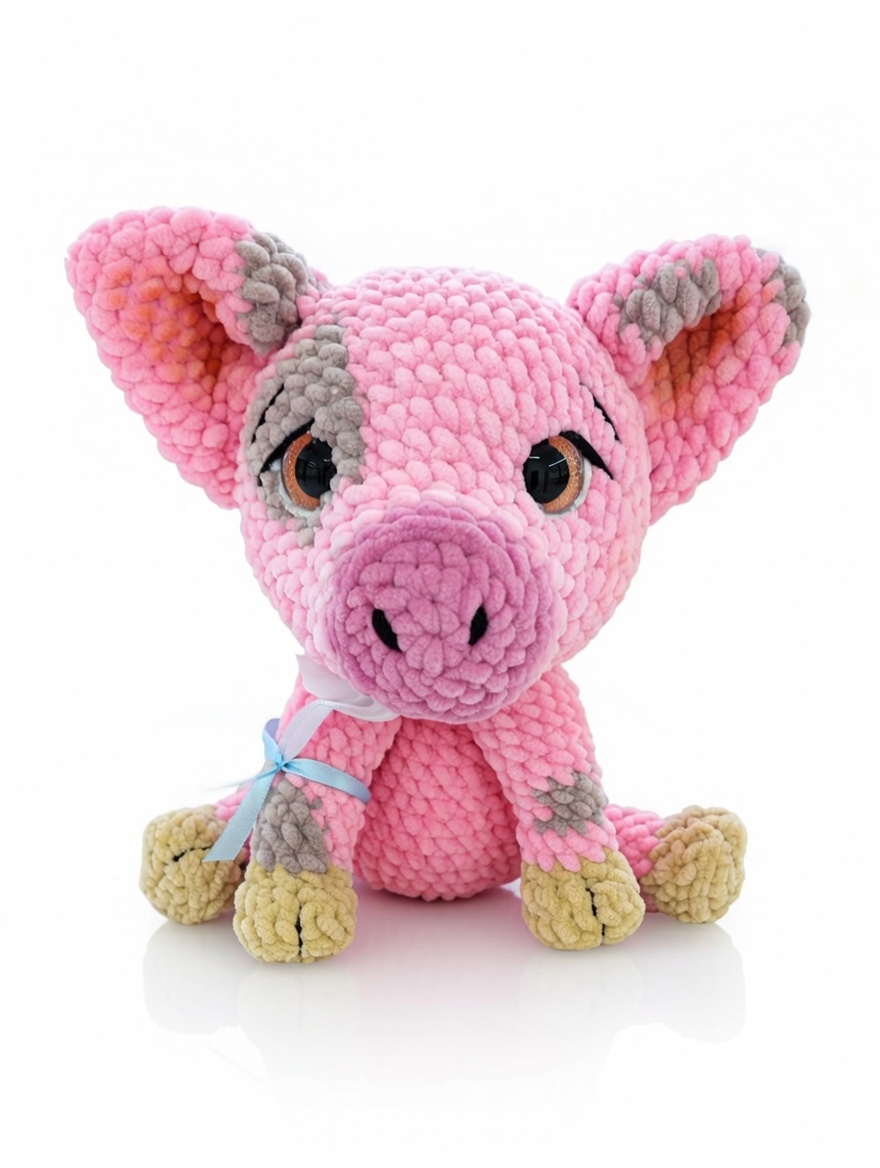 Hand-Crocheted Pink Piglet