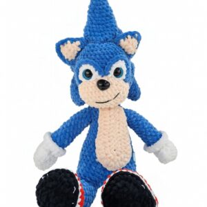 Hand-Crocheted Blue Hedgehog Figure