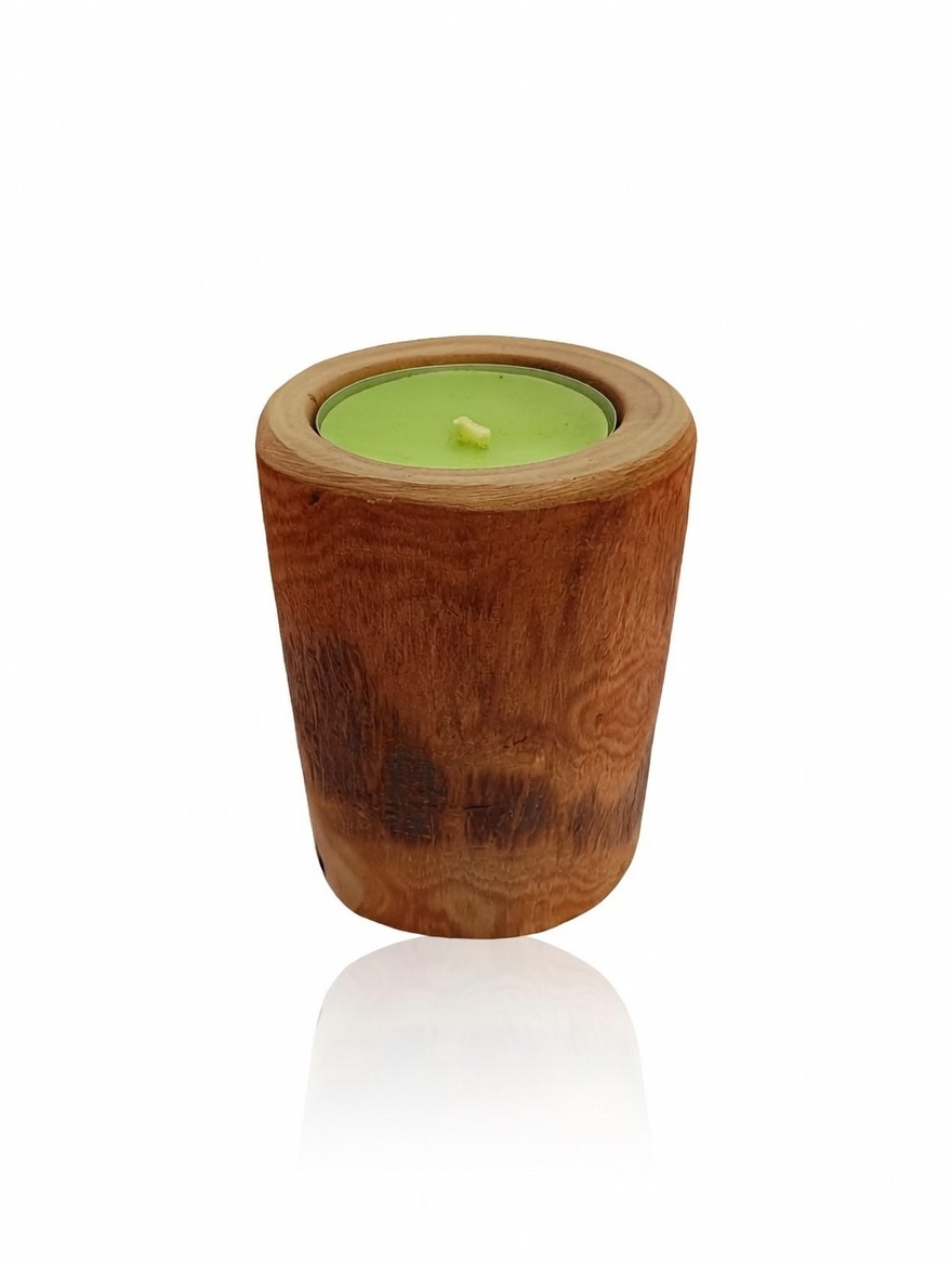 Scented Candle in a Handmade Wooden Stand