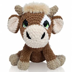 Hand-Crocheted Brown Cow