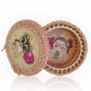 Handmade Wooden Jewelry Box with Crocheted Trim