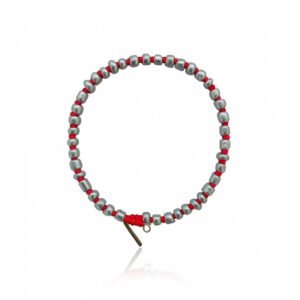 Beaded Bracelet – Silver & Red