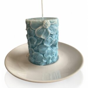 Decorative Floral Candle – Sky Blue
