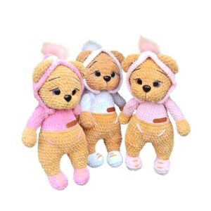 Hand-Crocheted Teddy Bear With Cape Figure