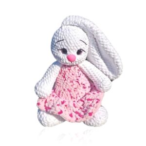 Hand-Crocheted Bunny in a Pink Dress With Dots