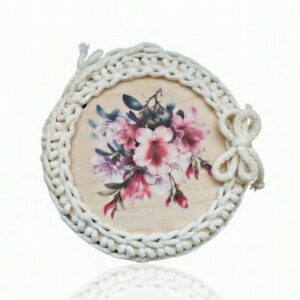 Handmade Wooden Jewelry Box with Crocheted Trim