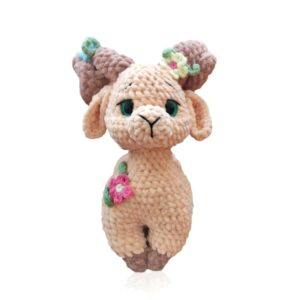Hand-Crocheted Goat with Flowers