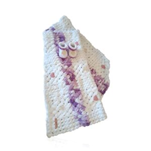 Soft Set – White-Purple Blanket and Slippers